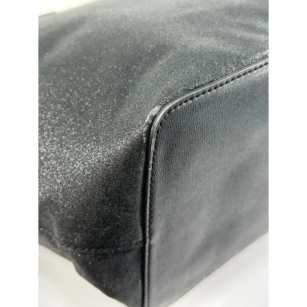 Kate Spade Large Black Glitter Tote Shoulder Bag‎ Full Zip Double Strap